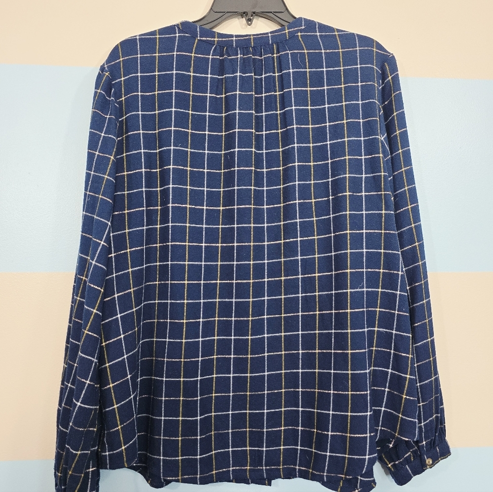 Sonoma Blue Checkered Ruffle Button-Down Shirt - Picture 6 of 8